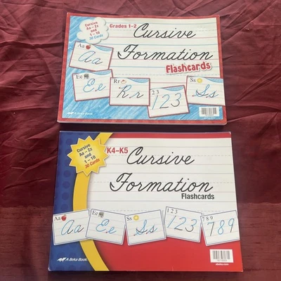 Lot/2 Abeka K4 K5 1st 2nd grade Abeka Cursive Formation Flashcards  - Image 1 of 3