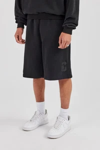 Cernucci pantaloncino ricamato C jorts nero taglia S maglia pesante soft touch - Foto 1 di 5