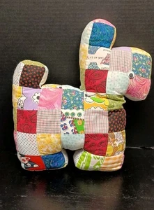 Vintage Patchwork Quilt Plüsch Scotty Hund Kissen - Bild 1 von 9