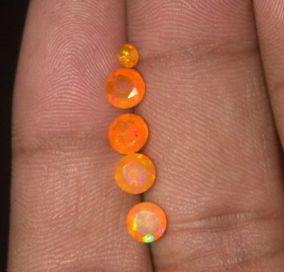 Opala facetada etíope tamanho 4 pis 5mm redonda pedra preciosa solta UX10 - Imagem 1 de 4