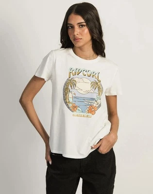 RIP CURL SPIRIT STANDARD T-SHIRT White Cream Women’s Surfer Shirt Tee Size Small Foto 1 de 3