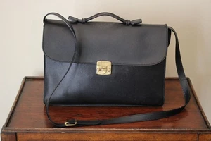 Vintage Bottega Veneta Schwarz Leder Aktentasche Businesstasche Portfolio - Bild 1 von 12