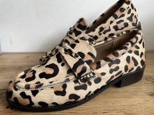 Next Leopard Forever Comfort Leather Loafers Size 7 - Picture 1 of 7