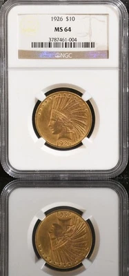 Moneda de oro Indian G $10 1926 NGC MS64 anterior a 1933 oro de Estados Unidos de 0,4838 OZ Foto 1 de 4