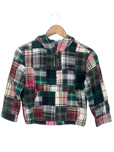 Kids Polo Ralph Lauren Jacket Patchwork Madras Pullover Hooded Cotton Size Age 7 - Picture 1 of 22