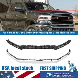 Front Bumper Upper Grille Molding Trim Chrome For RAM 2500 3500 2019-2024 - Picture 1 of 11
