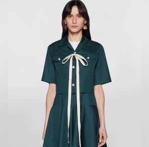 Ärmelloses Kleid Größe US 4 Marni Baumwoll Popeline in Smaragd - Bild 1 von 12