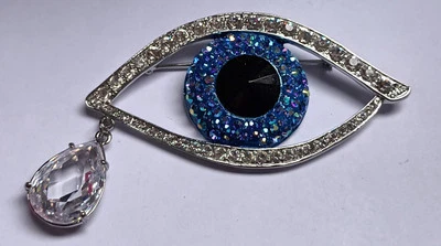Butler And Wilson Silver Eye  Brooch With Big Tear Crystal  - Image 1 of 4