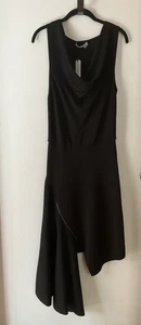 NWT Alice + Olivia Hollis Black Cascade Asymmetrical Party Dress - Size Small - Picture 1 of 13