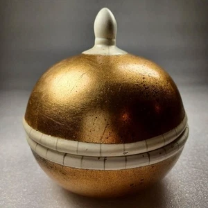 Vtg Benjarong Style Unique Gold Painted Pottery Ceramic Pot with Lid Thai - Picture 1 of 8