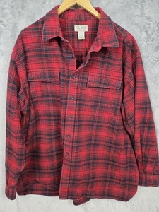 Vintage LL Bean Knopfleiste Herren XXL rot schwarz kariert 80er Outdoor Klassiker - Bild 1 von 11
