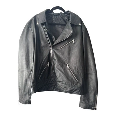 ASOS Design 100% Genuine Leather Black Moto Jacket Men’s 2XL (Chest 46-48”) $250 - Image 1 of 4