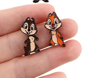 Girls "Chip N Dale" Stud Earrings Dangly Pair Earings Dangle Jacket - Picture 1 of 4