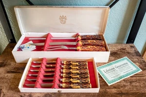 Vtg. Faux Antler Handle Washington Forge 9 Pc. Carving / Knife Set Orig. Box USA - Picture 1 of 12