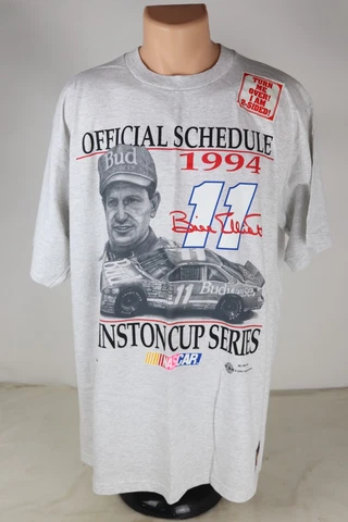 NOS Vintage 1994 Nutmeg Mills Bill Elliott NASCAR Schedule Graphic T Shirt USA Cover