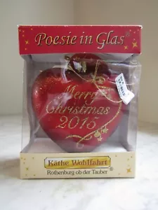 NIB Kathe Wohlfarht Poetry in Glass Red Heart Gold Trim Christmas Tree Ornament - Picture 1 of 4