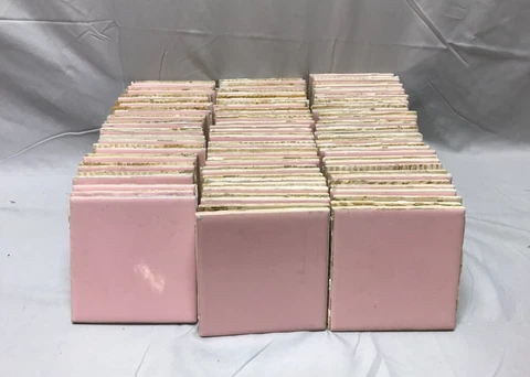 Antique Vintage Lot 100 Pink Seito Ceramic Bathroom Tiles 4x4 Old 718-23B Cover