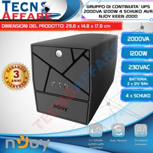 Gruppo di Continuità UPS AVR 2000VA 1200W PC telecamere DVR garanzia 3 anni Njoy - Zdjęcie 1 z 4