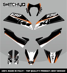 KIT ADESIVI GRAFICHE 6NINETY ORANGE WHITE per moto 690 SM DECALS DEKOR - Picture 1 of 4