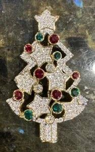 Swarovski Christmas Tree Pin Brooch Signed 2002 Signed Retired - Picture 1 of 2