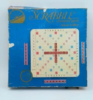 Scrabble Deluxe Edition Rotating Turntable Crossword Puzzle Game 1977 Complete - Image 1 of 4