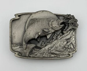 Salmon Pewter Belt Buckle Siskiyou Buckle Co Fishing Oregon Distressed Worn 80’s - Picture 1 of 10