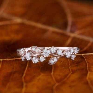 Half Eternity Sterling Silver 1.50 CT Cluster Moissanite Round Cut Wedding Ring - Picture 1 of 3