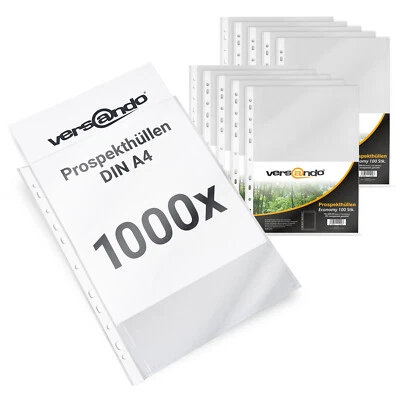 1000 Prospekthüllen A4 Aktenhüllen Dokumentenhüllen Klarsichthüllen matt genarbt - Bild 1 von 4
