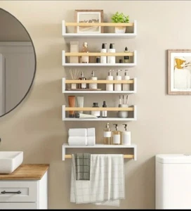 5pcs 16.5Inches White and Light Carbonized Color Superlele Floating Bookshelves, - Picture 1 of 6