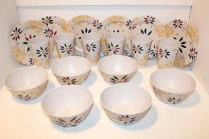 Temp-Tations Old World Confetti Melamine Plates Bowls Tumblers 18 PC Party Set - Picture 1 of 12