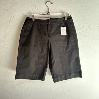 Cabi Women's 348 Cotton Blend Mid Rise Dark Wash Bermuda Shorts Black 10 NWT - Image 1 of 4