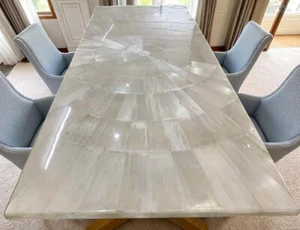 60"x36" Selenite Dining Table Natural Crystal Stone Table for Elegant Home Decor - Picture 1 of 8