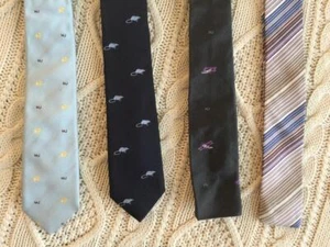 MARC JACOBS Mens Skinny Multi-Blue Mouse Elephant Plane Stripe Tie Bundle 4-Pack - Picture 1 of 2