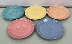 Fiesta Discontinued Colors Saucers Periwinkle Rose Yellow Seamist 6” Lot Of 5 - Picture 1 of 8