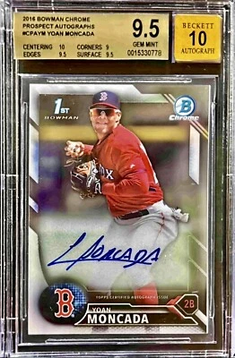 2016 Bowman Chrome Prospect Auto Yoan Moncada RC & BONUS Leaf Auto BGS 9.5 LOOK! - Image 1 of 4