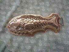 Vintage Copper Colored 13" Fish Cake Pan, Gelatin Mold Hanging Trout Bass