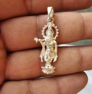 Silver Krishna Pendant / Radhe Krishna Pendant Big Size ( Free Shipping ) - Picture 1 of 3