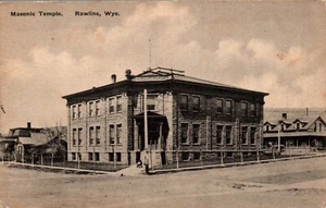 POSTKARTE FREIMAURER TEMPEL RAWLINS WYOMING - Bild 1 von 2