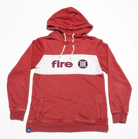 Chicago Fire Hoodie Womens Medium Adidas Pullover Sweatshirt Red Logo MLS Soccer Cover
