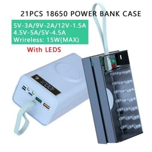 Removable per 21pcs 18650 Li-ion Battery Box Solderless Portable Power Bank Case - Foto 1 di 29
