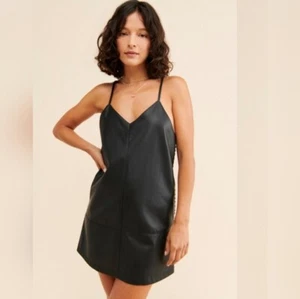 Free People We The Free Slip Into Something Faux Leather Mini Dress Sz Medium - Bild 1 von 10