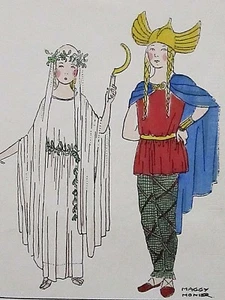 Travestis Petits Gaulois  Maggy Monier  Rare pochoir Art-Déco 1925 enfants - Picture 1 of 4