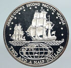  1974 COOK ISLANDS Elizabeth II James Cook épreuve argent pièce de 2,5 dollars i90064