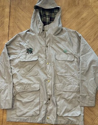 Vintage Swingster Flannel Nylon Barn Jacket Chore Coat Brown Hooded XL Flaws! - Image 1 of 4