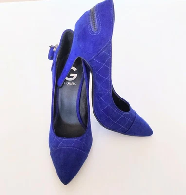 G by Guess Size 6.5M Electric Blue Suede Pointed Toe Stiletto Shoe - Image 1 of 4