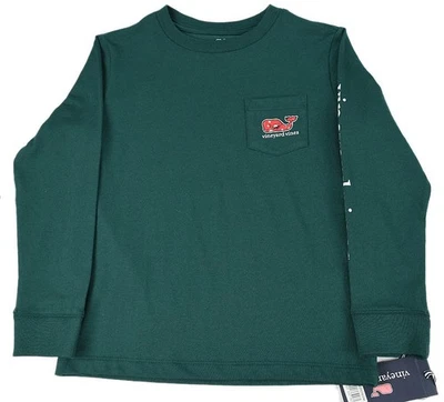 VINEYARD VINES Boys Charleston Green SANTA WHALE Long Sleeve Tee Shirt 6 NWT - Image 1 of 3