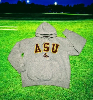 E5 Arizona State SUN DEVILS Hoodie Women's MED Gray Pullover ASU Pitchfork Logo - Image 1 of 4