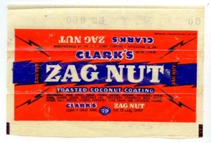 c1940s Clark's Zag Nut candy bar wrapper - 1-3/4 oz - D L Clark Pittsburgh PA - Picture 1 of 2