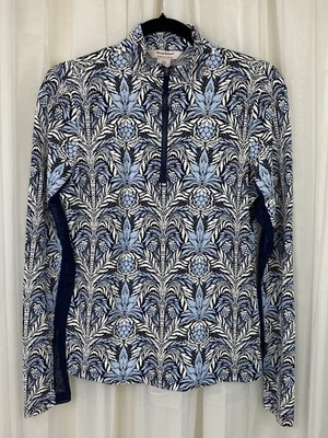 Pulôver de tênis pickleball golfe Tommy Bahama tamanho S azul estampa tropical 1/4 zíper - Imagem 1 de 4