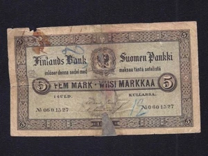 Finland  5 Markkaa/Fem Mark 1886  P-A50  * RARE *  - Picture 1 of 2